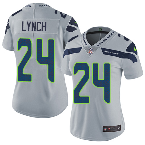 Nike Seahawks #24 Marshawn Lynch Grey Alternate Women's Stitched NFL Vapor Untouchable Limited Jersey - Click Image to Close